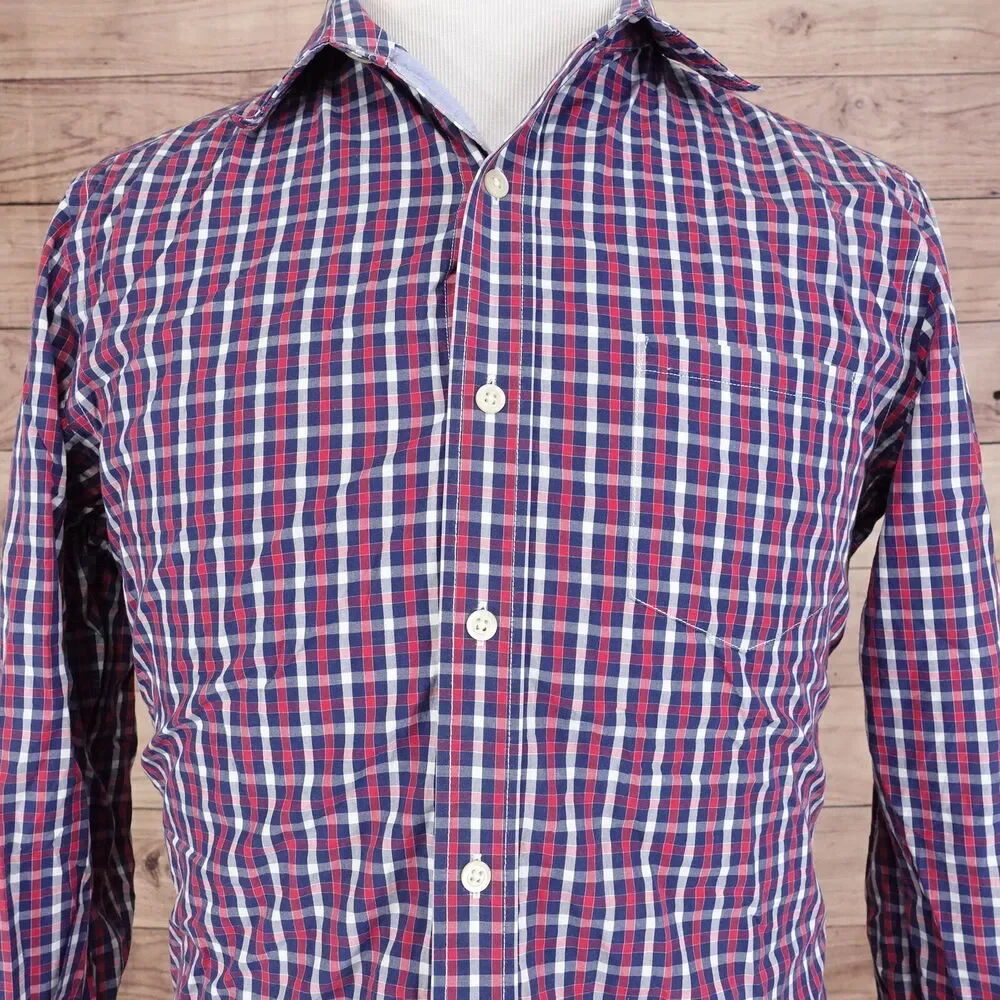 BANANA REPUBLIC SOFT WASH GINGHAM CHECK BUTTON DOWN SHIRT MENS SIZE M MEDIUM